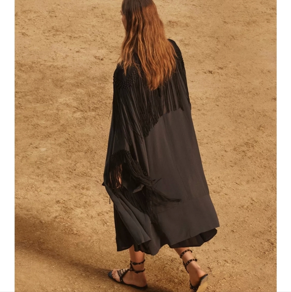 Zara Limited Edition Black Fringe Kimono